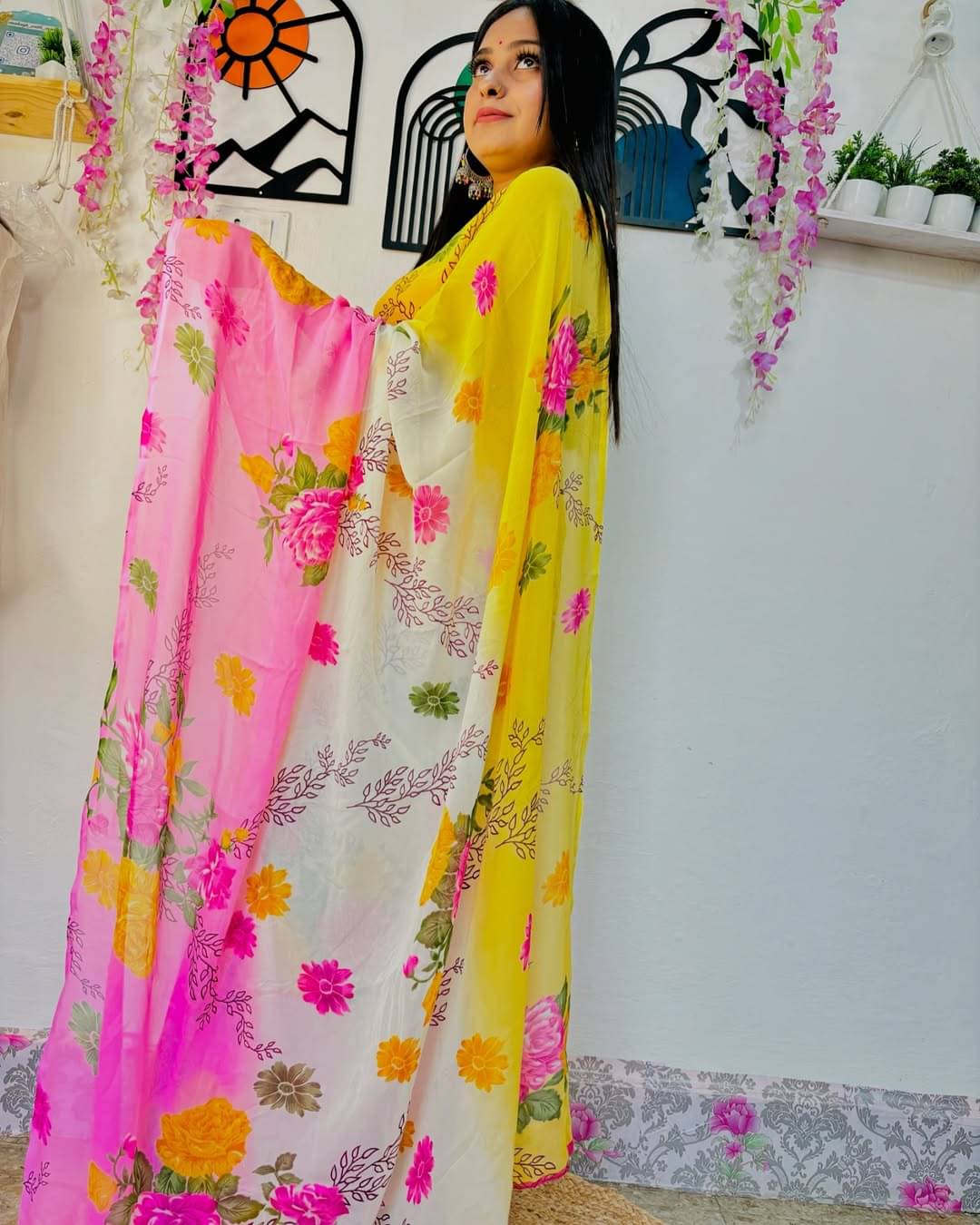 ANAND SAREES Georgette Printed Ilkal Saree With Unstitched Blouse Piece ( PINK ) ANAND SAREES Georgette Printed Ilkal Saree With Unstitched Blouse Piece ( PINK )