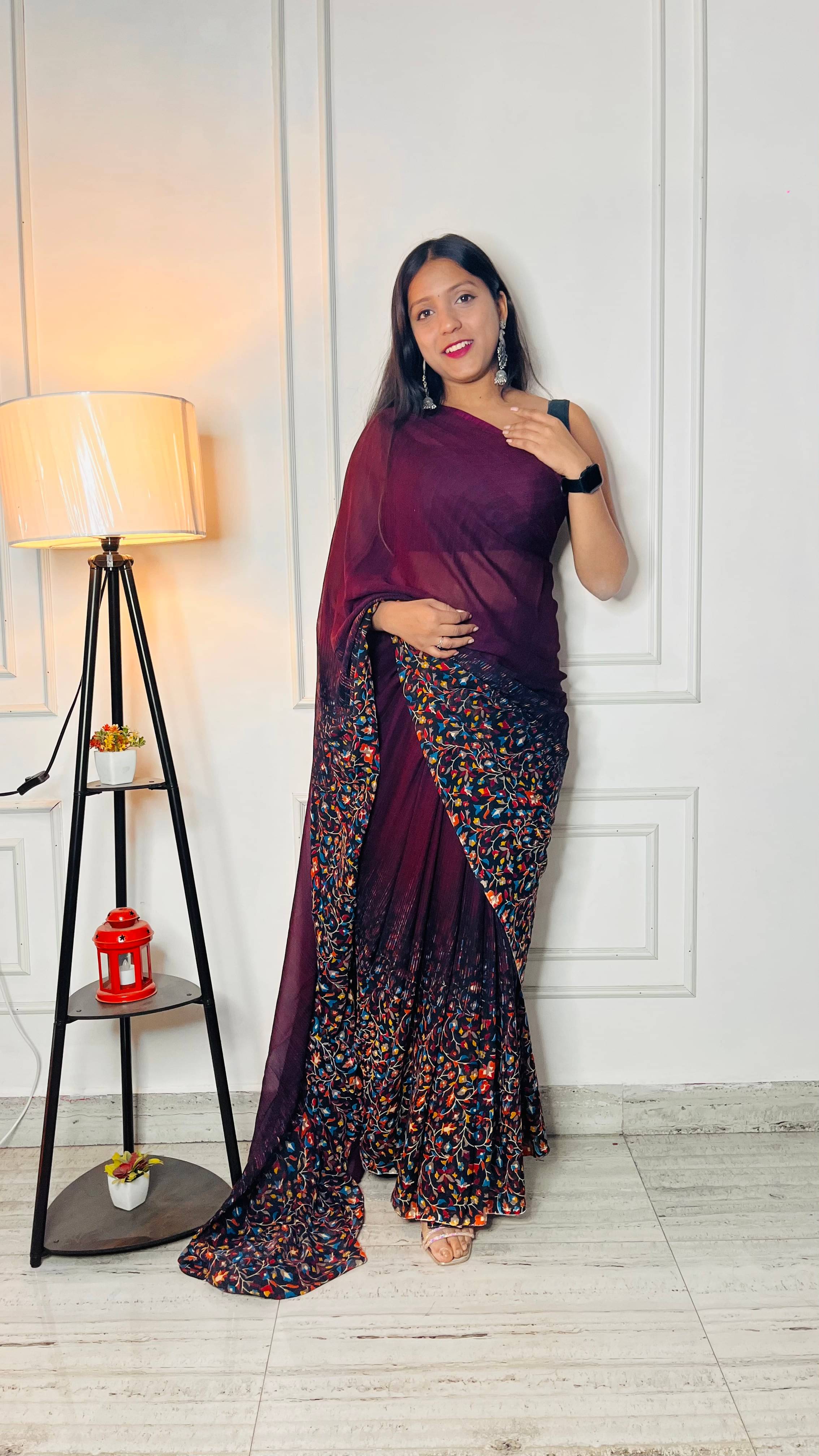     			ANAND SAREES Georgette Printed Ilkal Saree With Unstitched Blouse Piece ( MAROON )