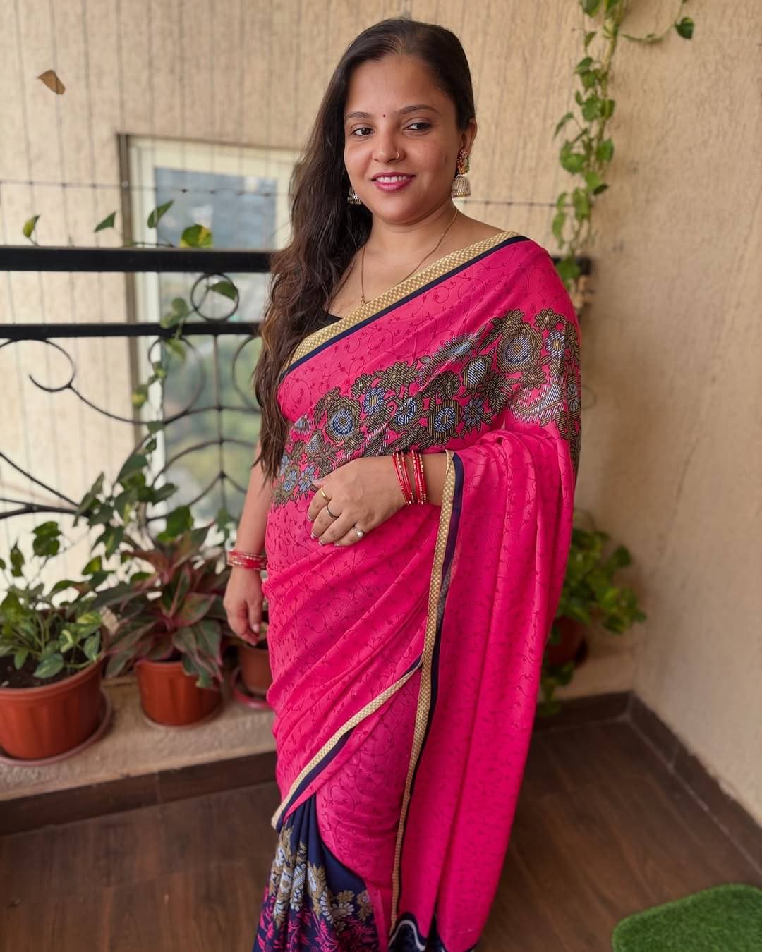 ANAND SAREES Georgette Printed Ilkal Saree With Unstitched Blouse Piece ( PINK ) ANAND SAREES Georgette Printed Ilkal Saree With Unstitched Blouse Piece ( PINK )