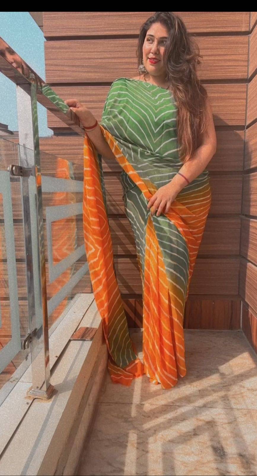     			ANAND SAREES Georgette Printed Ilkal Saree With Unstitched Blouse Piece ( YELLOW )