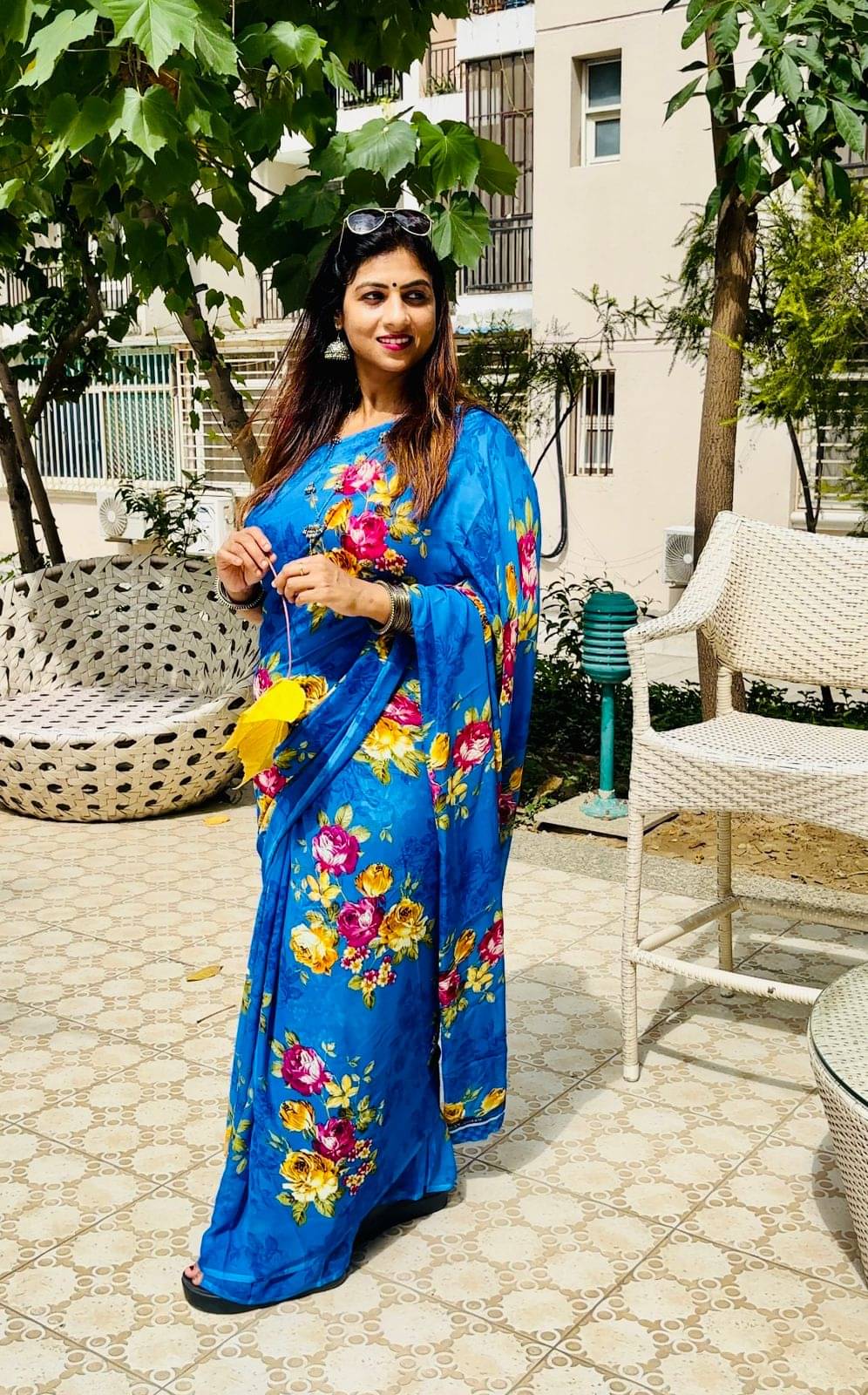     			ANAND SAREES Georgette Printed Ilkal Saree With Unstitched Blouse Piece ( BLUE )