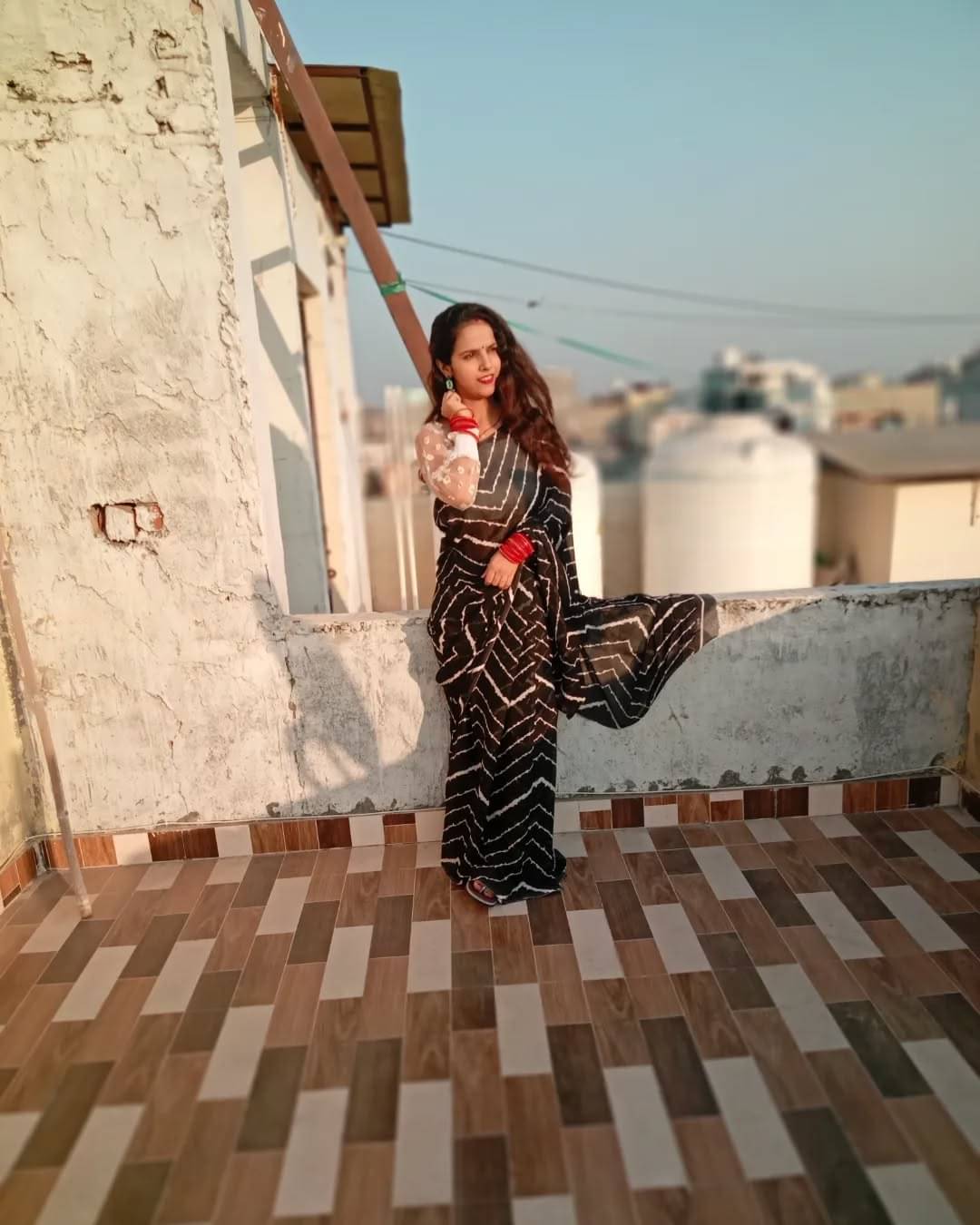 ANAND SAREES Georgette Printed Ilkal Saree With Unstitched Blouse Piece ( BLACK )     			ANAND SAREES Georgette Printed Ilkal Saree With Unstitched Blouse Piece ( BLACK )