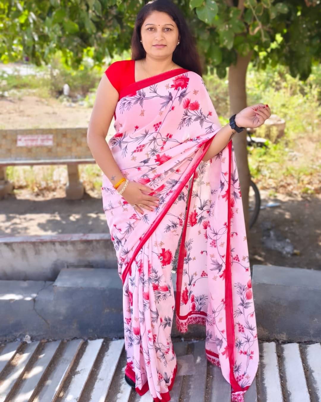     			ANAND SAREES Georgette Printed Ilkal Saree With Unstitched Blouse Piece ( PEACH )