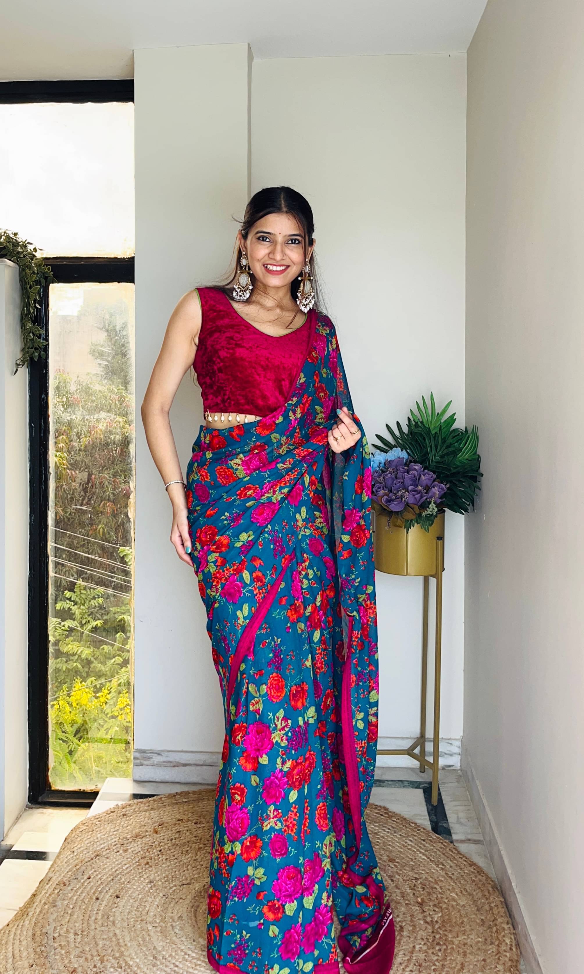 ANAND SAREES Georgette Printed Ilkal Saree With Unstitched Blouse Piece ( RAMA ) ANAND SAREES Georgette Printed Ilkal Saree With Unstitched Blouse Piece ( RAMA )