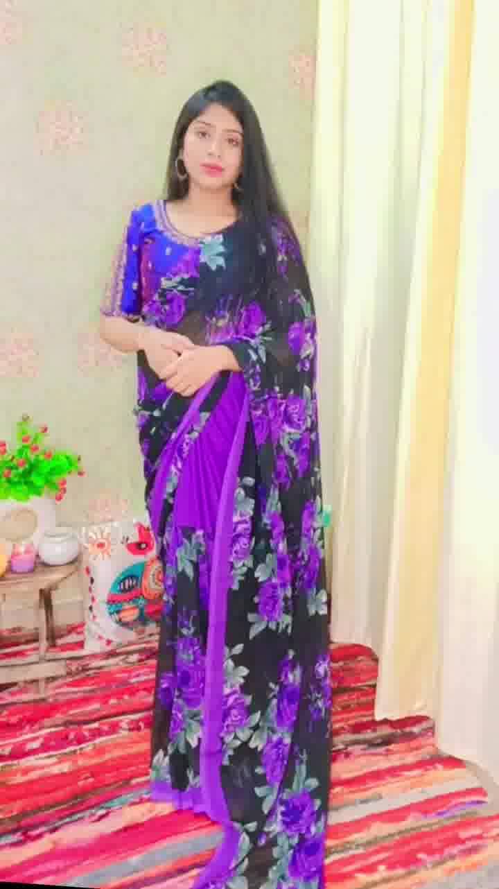 ANAND SAREES Georgette Printed Ilkal Saree With Unstitched Blouse Piece ( PURPLE )     			ANAND SAREES Georgette Printed Ilkal Saree With Unstitched Blouse Piece ( PURPLE )