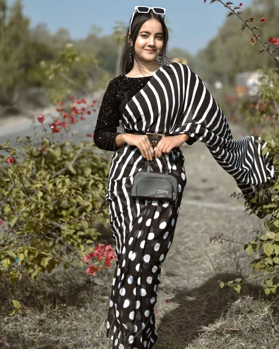     			ANAND SAREES Georgette Printed Ilkal Saree With Unstitched Blouse Piece ( BLACK )