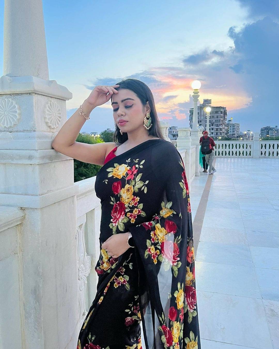    			ANAND SAREES Georgette Printed Ilkal Saree With Unstitched Blouse Piece ( BLACK )