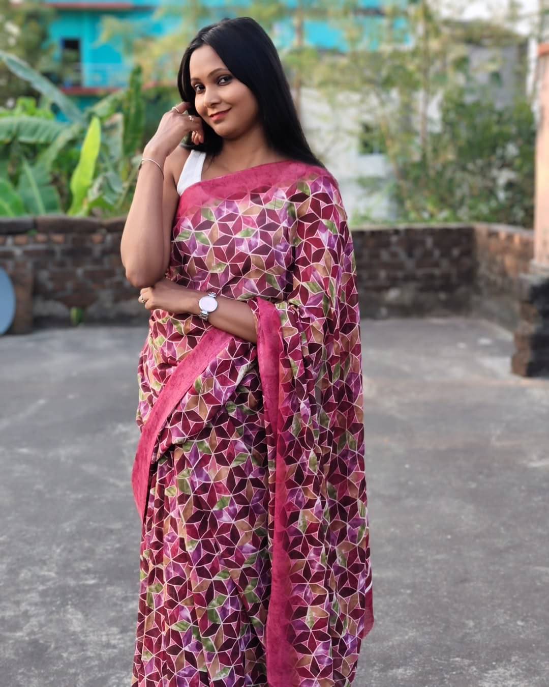     			ANAND SAREES Georgette Printed Ilkal Saree With Unstitched Blouse Piece ( PINK )