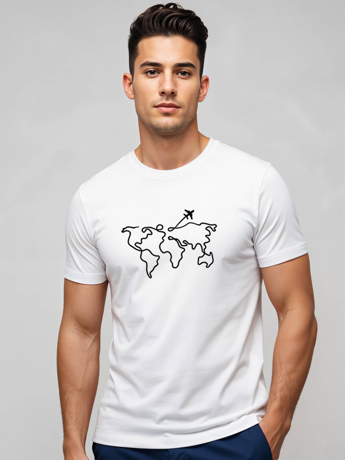 Adro Men Cotton Blend Regular Fit Printed T-Shirt ( White ) Adro Men Cotton Blend Regular Fit Printed T-Shirt ( White )