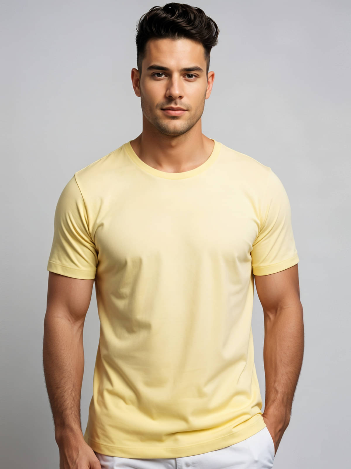     			Adro Men Cotton Blend Regular Fit Printed T-Shirt ( Yellow )