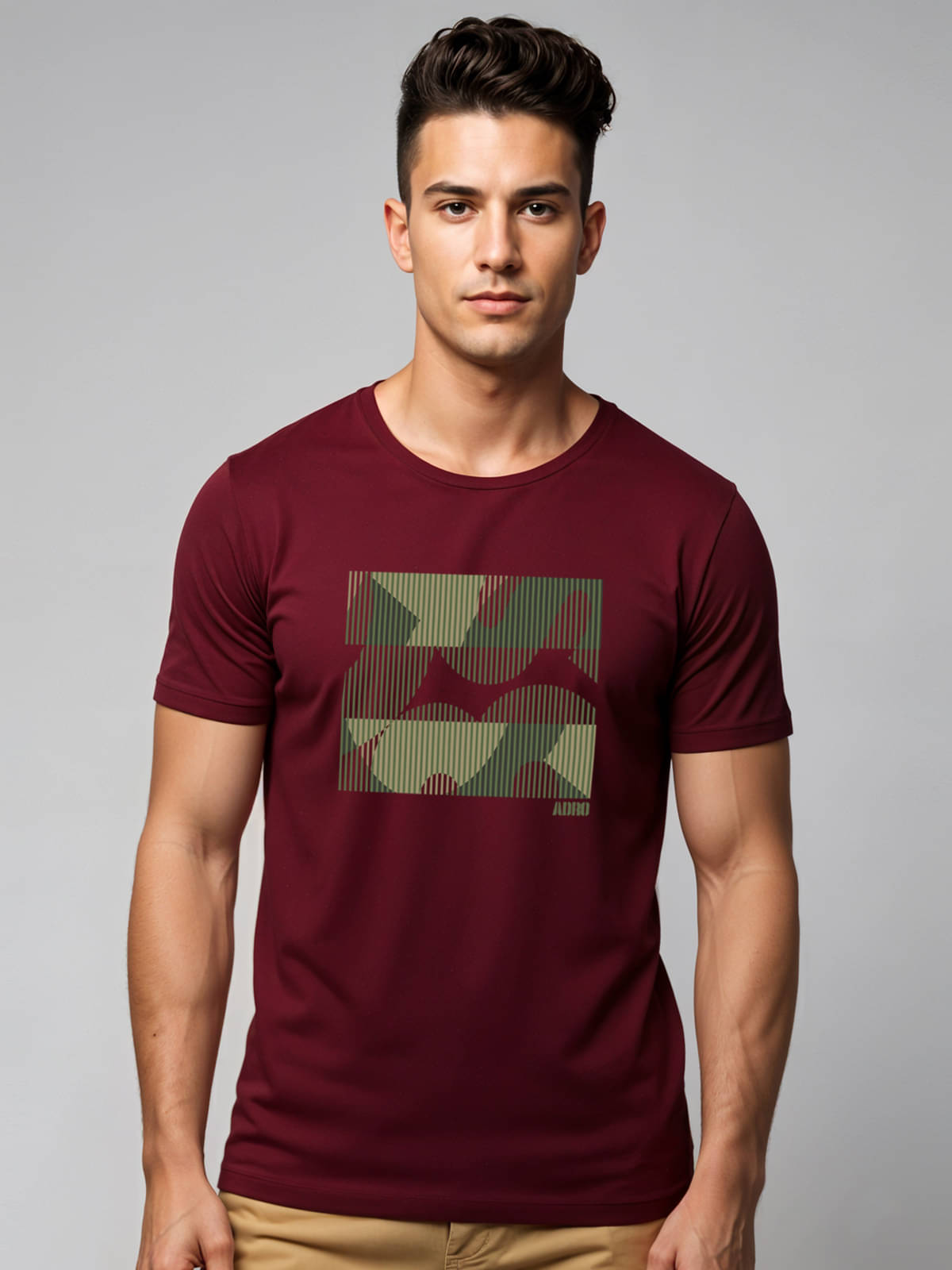     			Adro Men Cotton Blend Regular Fit Printed T-Shirt ( Maroon )