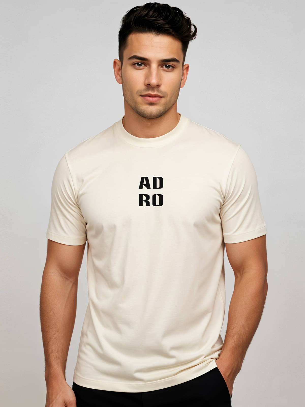    			Adro Men Cotton Blend Regular Fit Printed T-Shirt ( Off White )