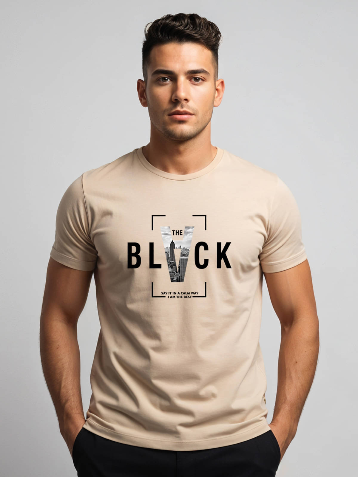     			Adro Men Cotton Blend Regular Fit Printed T-Shirt ( Beige )
