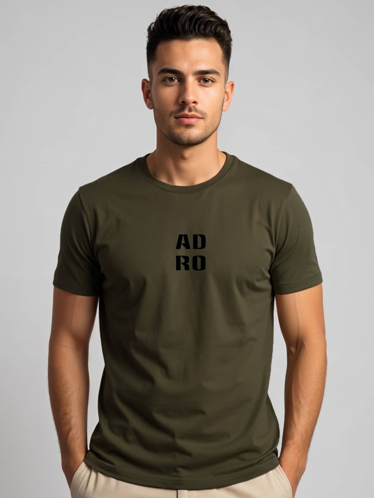 Adro Men Cotton Blend Regular Fit Printed T-Shirt ( Olive ) Adro Men Cotton Blend Regular Fit Printed T-Shirt ( Olive )