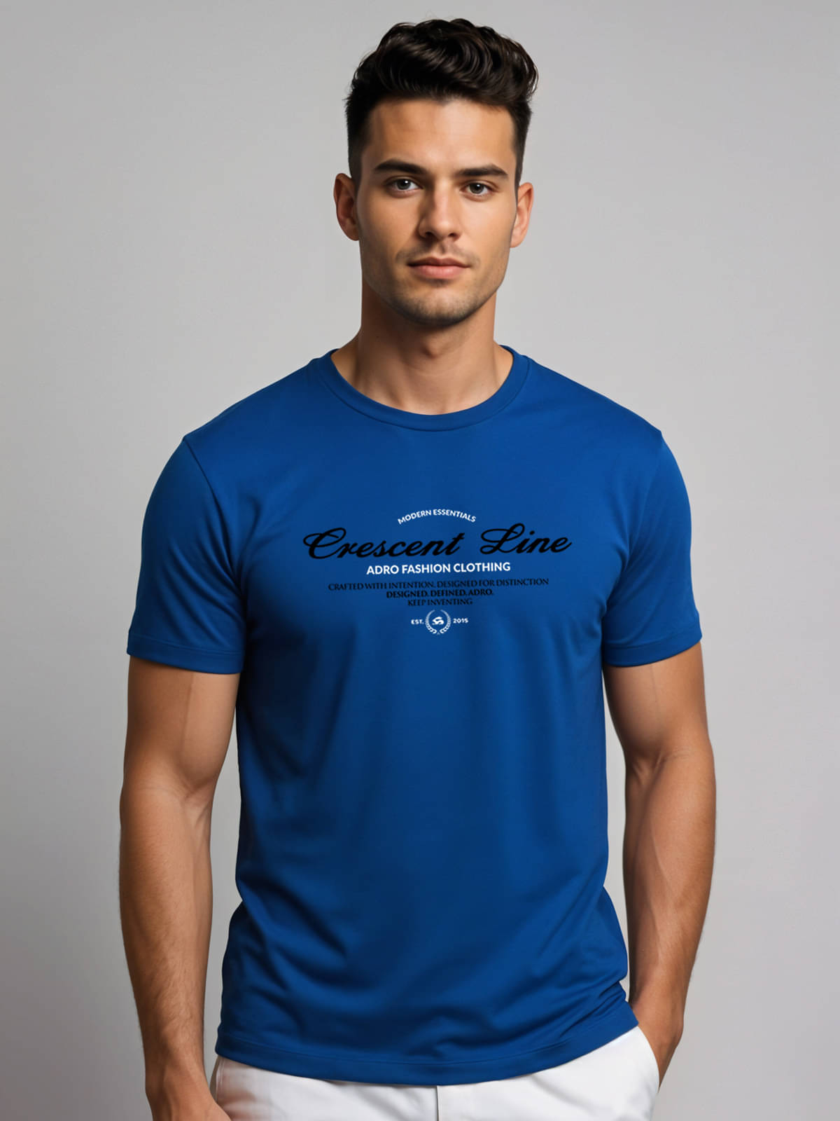     			Adro Men Cotton Blend Regular Fit Printed T-Shirt ( Blue )