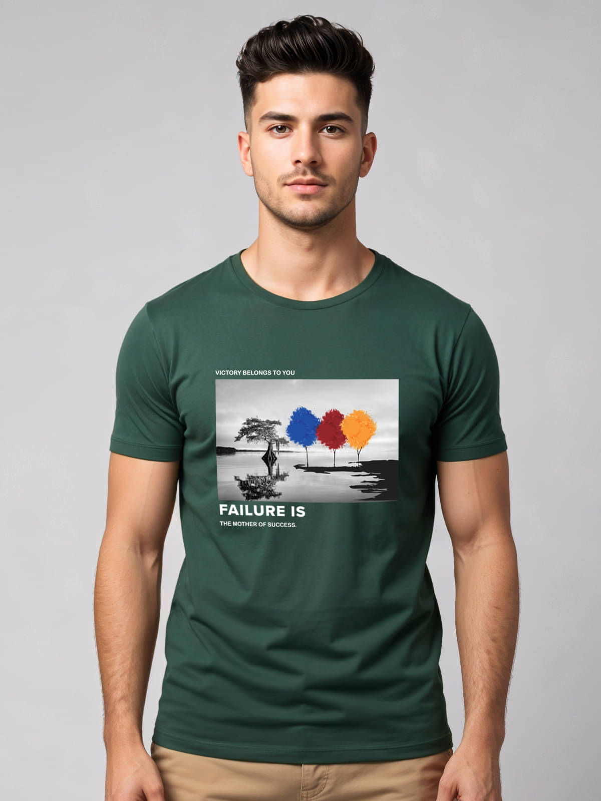     			Adro Men Cotton Blend Regular Fit Printed T-Shirt ( Green )