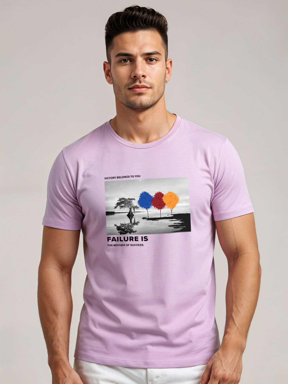 Adro Men Cotton Blend Regular Fit Printed T-Shirt ( Lavender ) Adro Men Cotton Blend Regular Fit Printed T-Shirt ( Lavender )