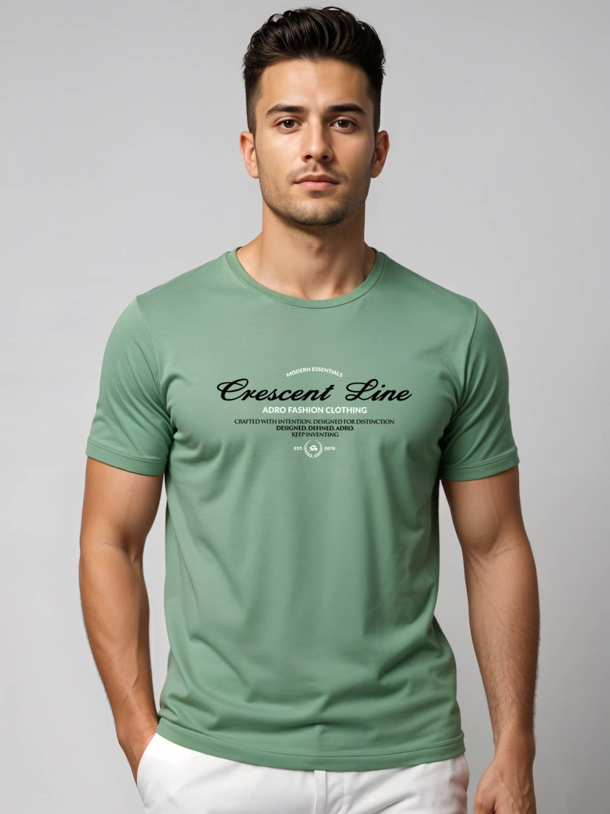     			Adro Men Cotton Blend Regular Fit Printed T-Shirt ( Light Green )