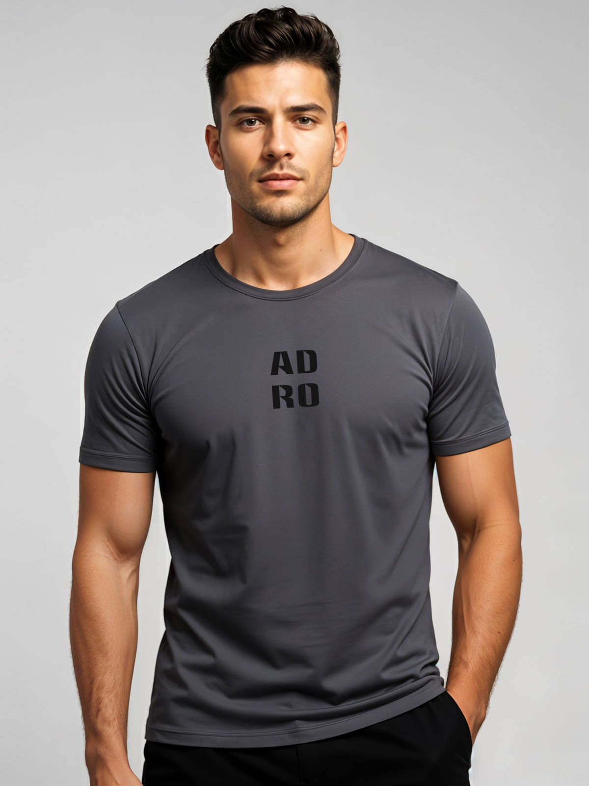     			Adro Men Cotton Blend Regular Fit Printed T-Shirt ( Dark Grey )