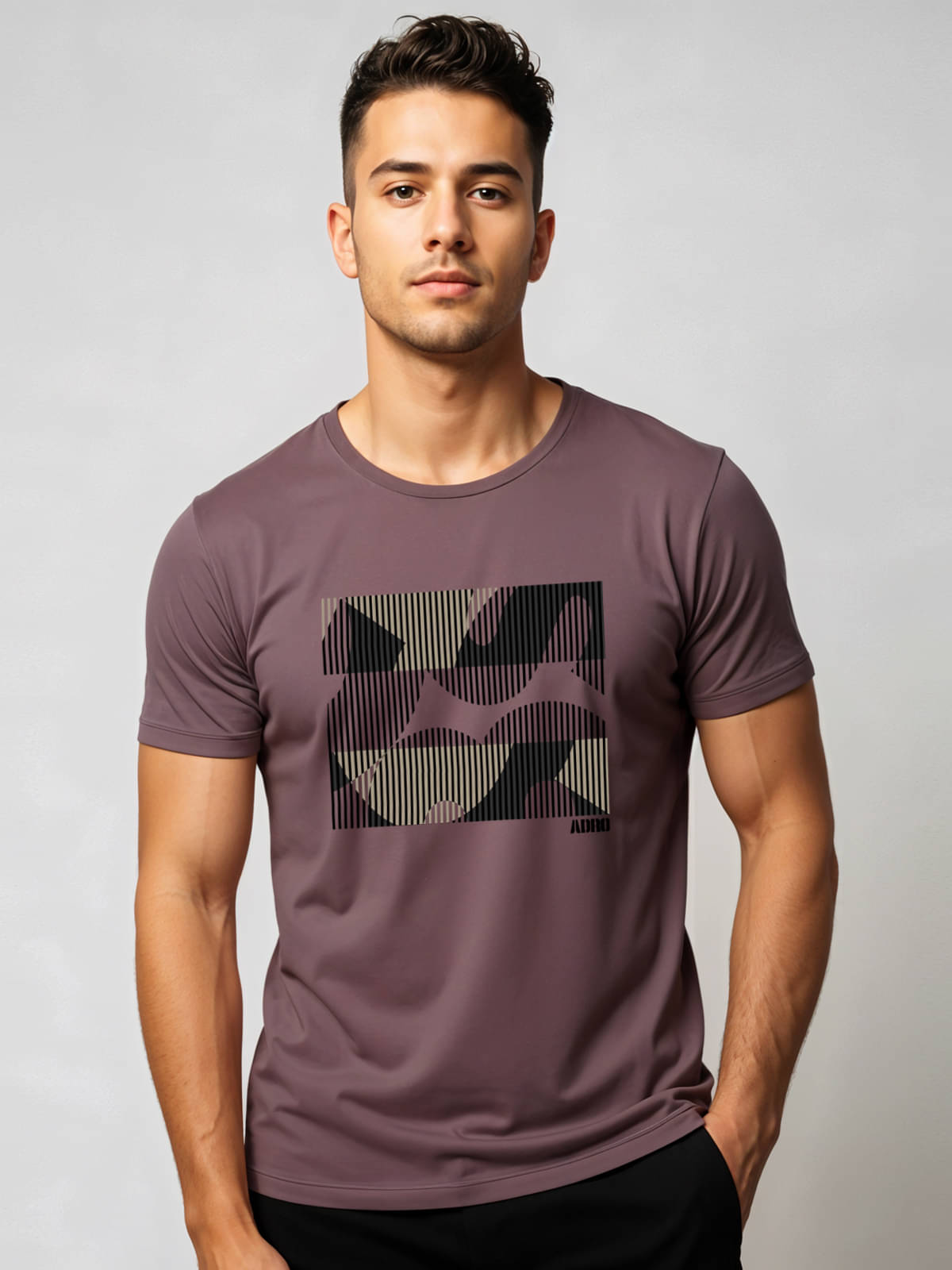 Adro Men Cotton Blend Regular Fit Printed T-Shirt ( Purple ) Adro Men Cotton Blend Regular Fit Printed T-Shirt ( Purple )