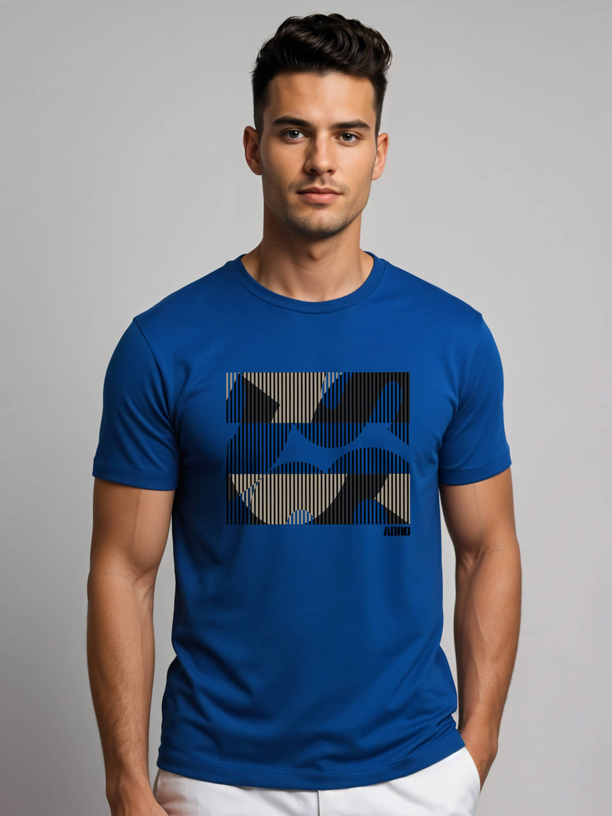 Adro Men Cotton Blend Regular Fit Printed T-Shirt ( Blue ) Adro Men Cotton Blend Regular Fit Printed T-Shirt ( Blue )