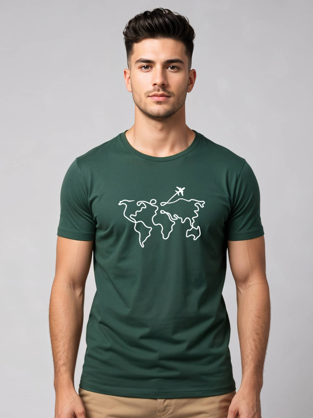     			Adro Men Cotton Blend Regular Fit Printed T-Shirt ( Green )