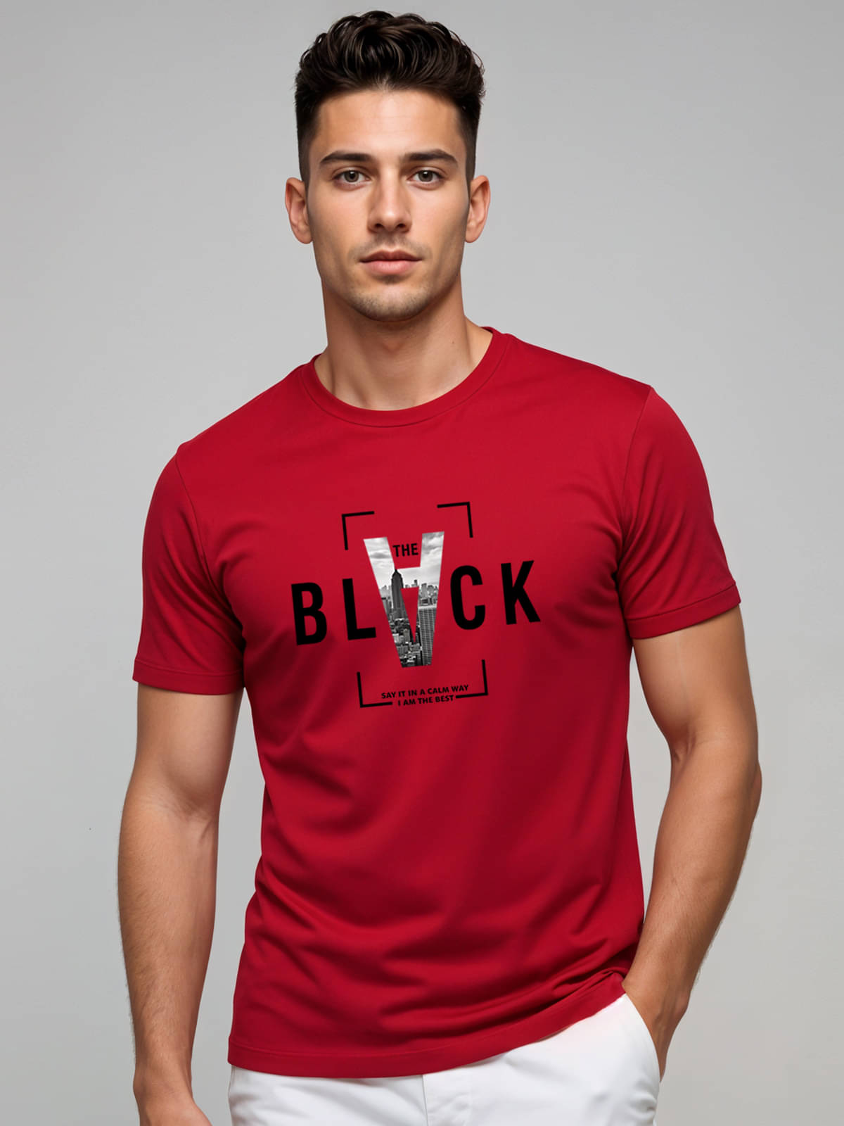     			Adro Men Cotton Blend Regular Fit Printed T-Shirt ( Red )