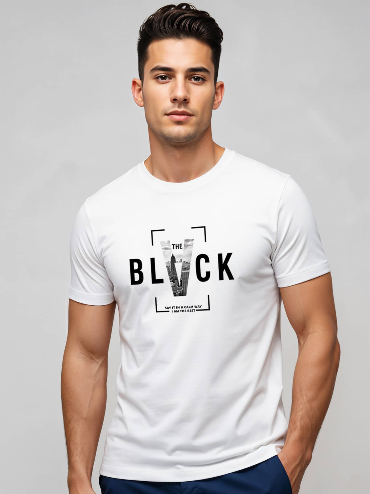 Adro Men Cotton Blend Regular Fit Printed T-Shirt ( White ) Adro Men Cotton Blend Regular Fit Printed T-Shirt ( White )
