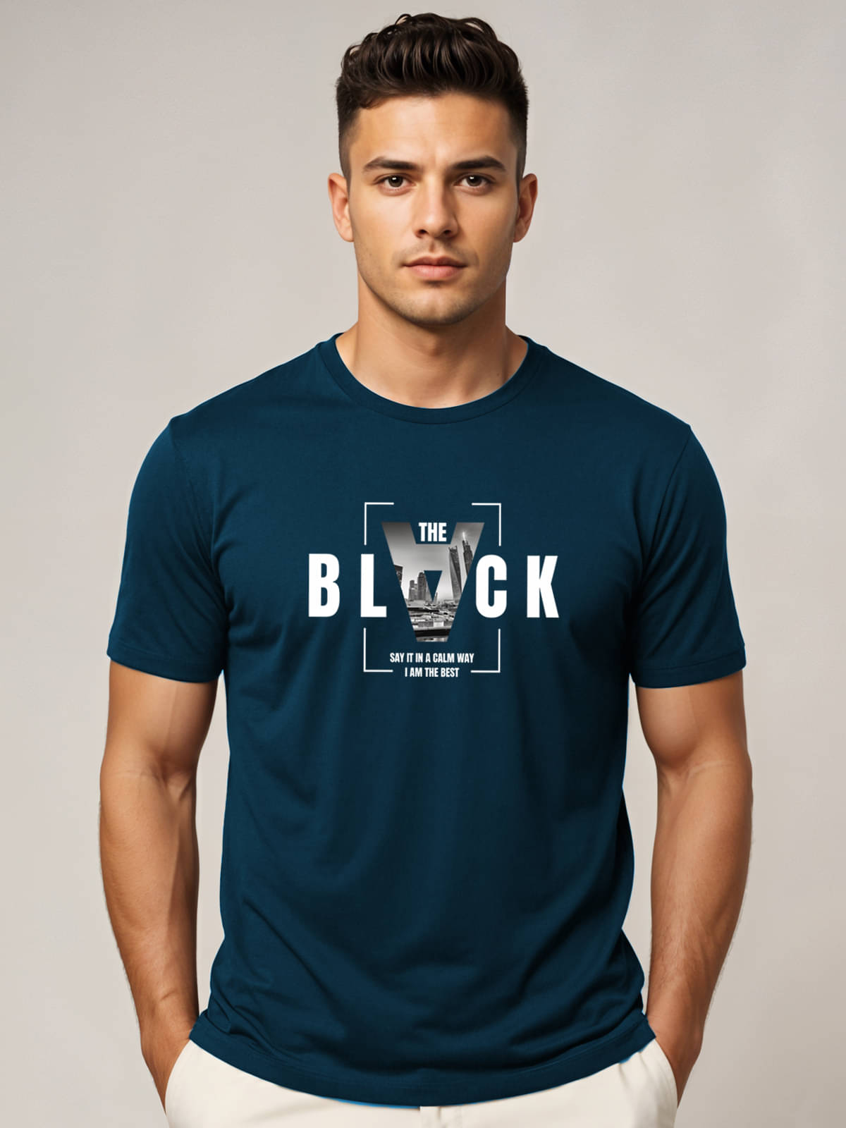     			Adro Men Cotton Blend Regular Fit Printed T-Shirt ( Teal )
