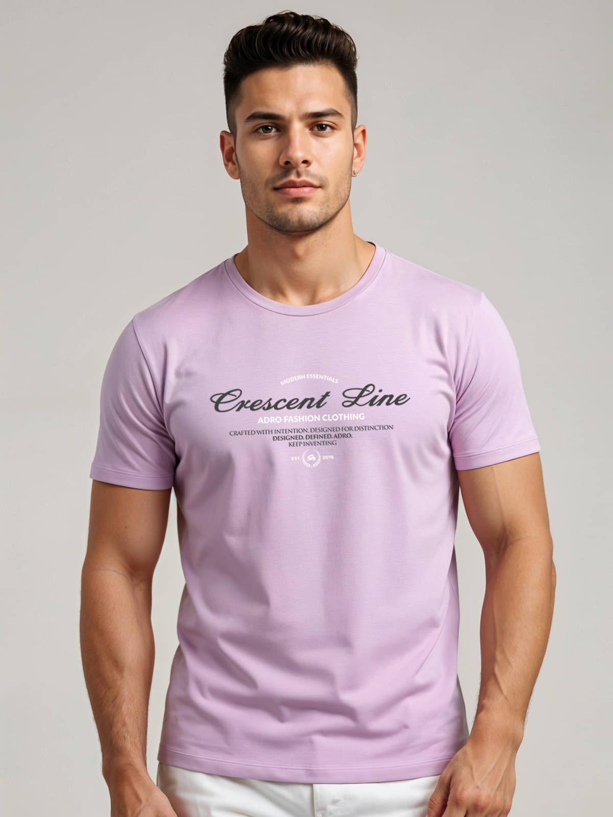     			Adro Men Cotton Blend Regular Fit Printed T-Shirt ( Lavender )