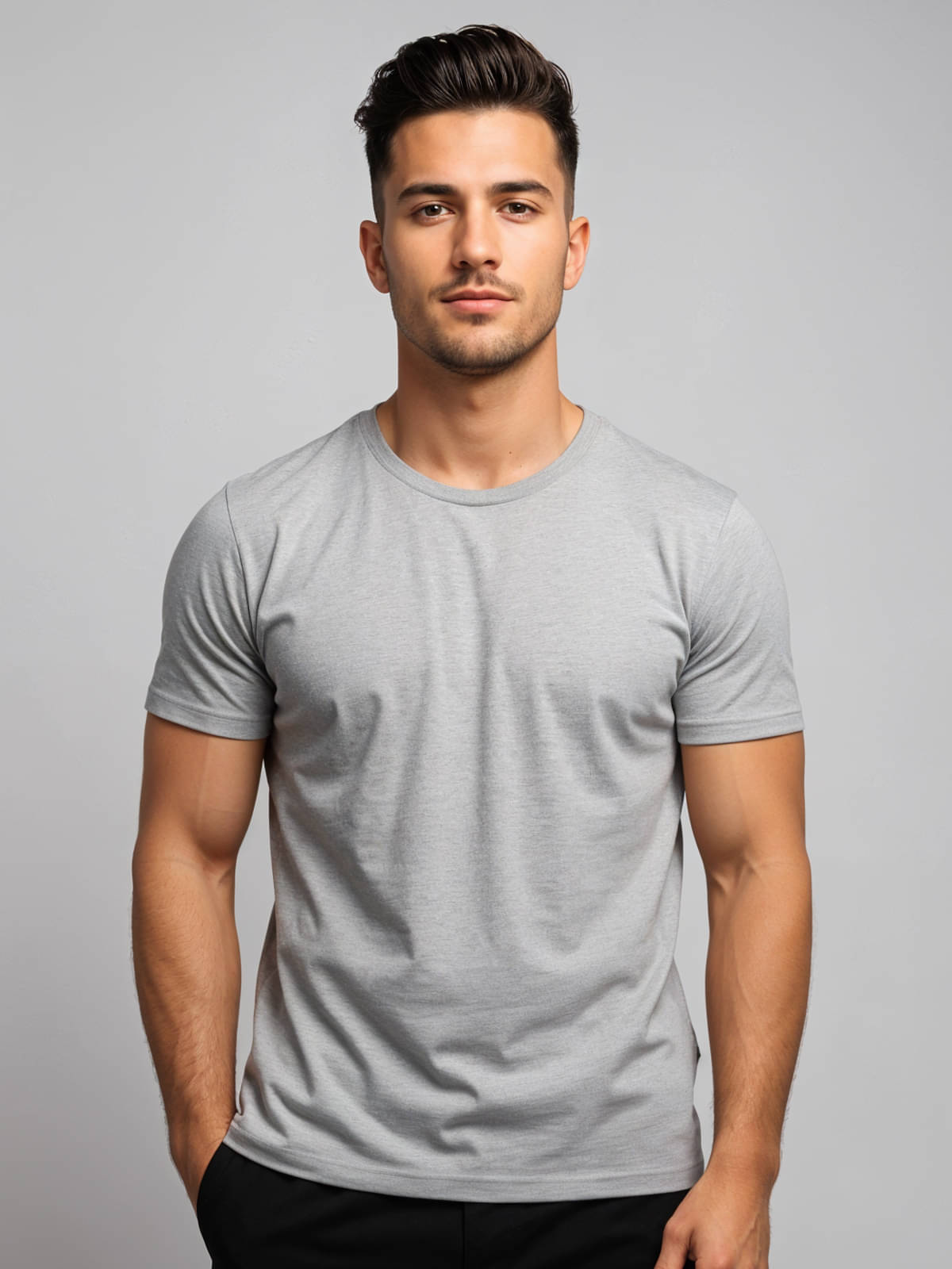 Adro Men Cotton Blend Regular Fit Printed T-Shirt ( Grey ) Adro Men Cotton Blend Regular Fit Printed T-Shirt ( Grey )