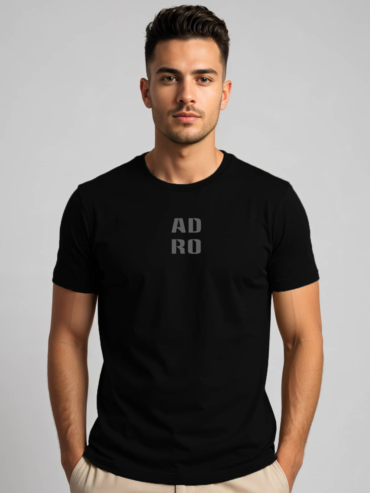 Adro Men Cotton Blend Regular Fit Printed T-Shirt ( Black )     			Adro Men Cotton Blend Regular Fit Printed T-Shirt ( Black )