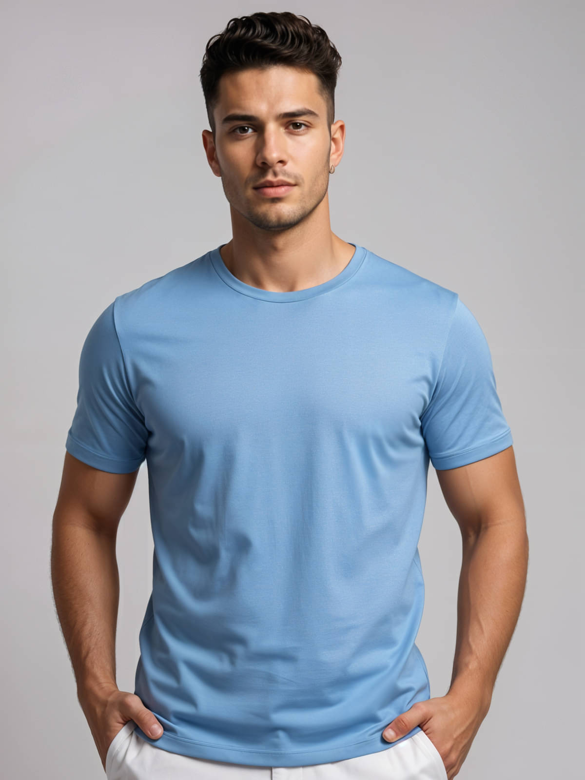 Adro Men Cotton Blend Regular Fit Printed T-Shirt ( Sky Blue ) Adro Men Cotton Blend Regular Fit Printed T-Shirt ( Sky Blue )