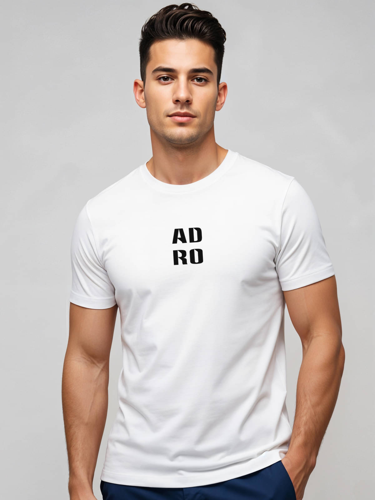 Adro Men Cotton Blend Regular Fit Printed T-Shirt ( White )     			Adro Men Cotton Blend Regular Fit Printed T-Shirt ( White )