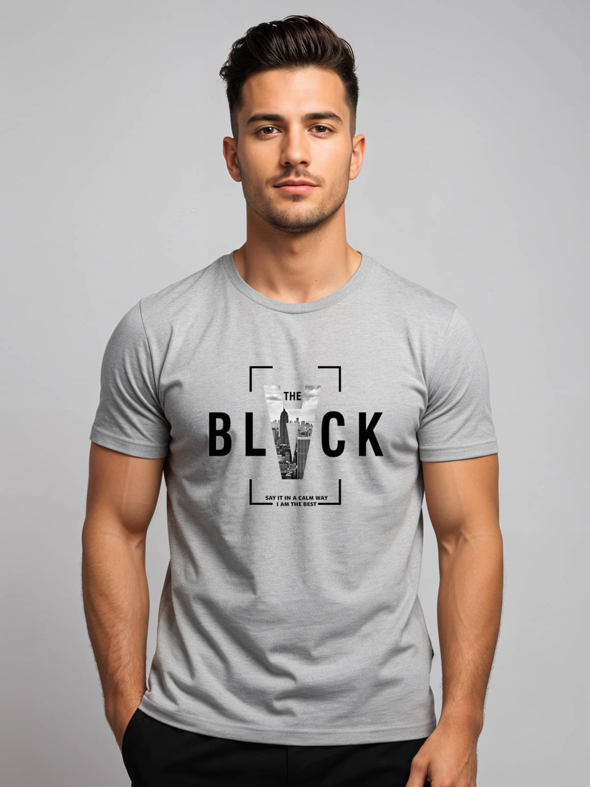 Adro Men Cotton Blend Regular Fit Printed T-Shirt ( Grey ) Adro Men Cotton Blend Regular Fit Printed T-Shirt ( Grey )