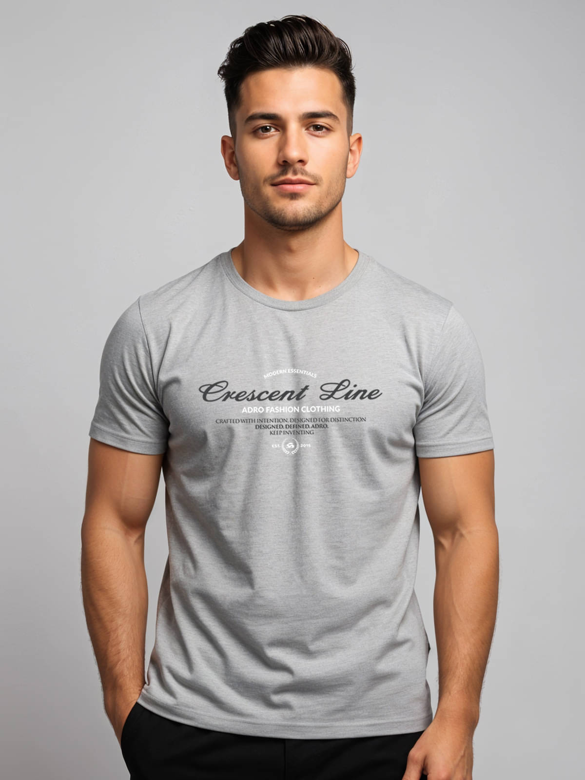     			Adro Men Cotton Blend Regular Fit Printed T-Shirt ( Grey )