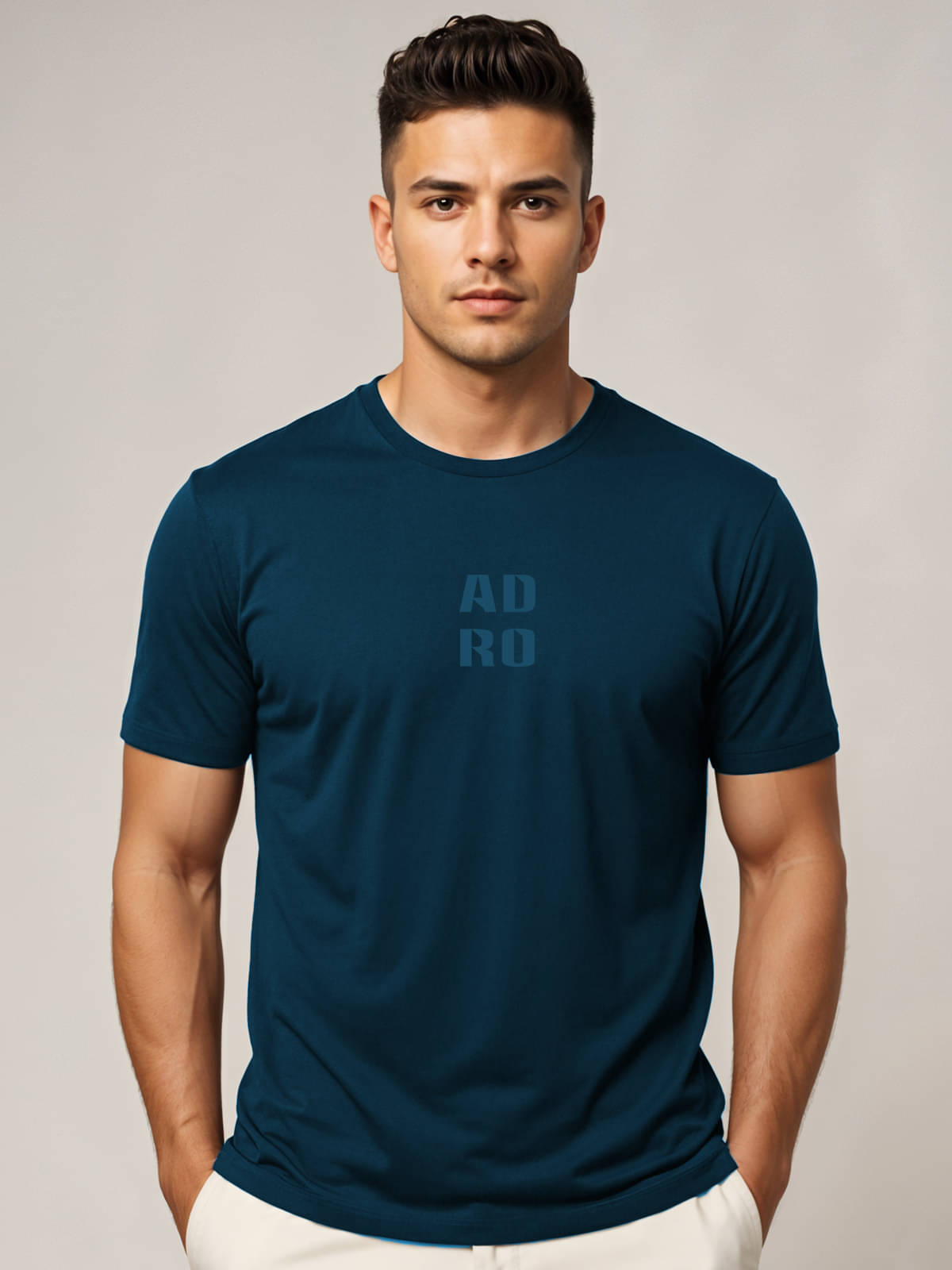     			Adro Men Cotton Blend Regular Fit Printed T-Shirt ( Teal )