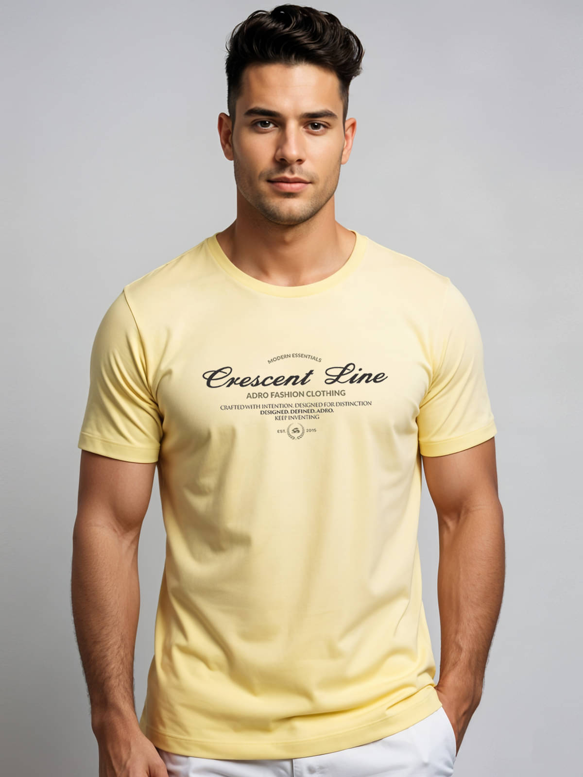 Adro Men Cotton Blend Regular Fit Printed T-Shirt ( Yellow ) Adro Men Cotton Blend Regular Fit Printed T-Shirt ( Yellow )