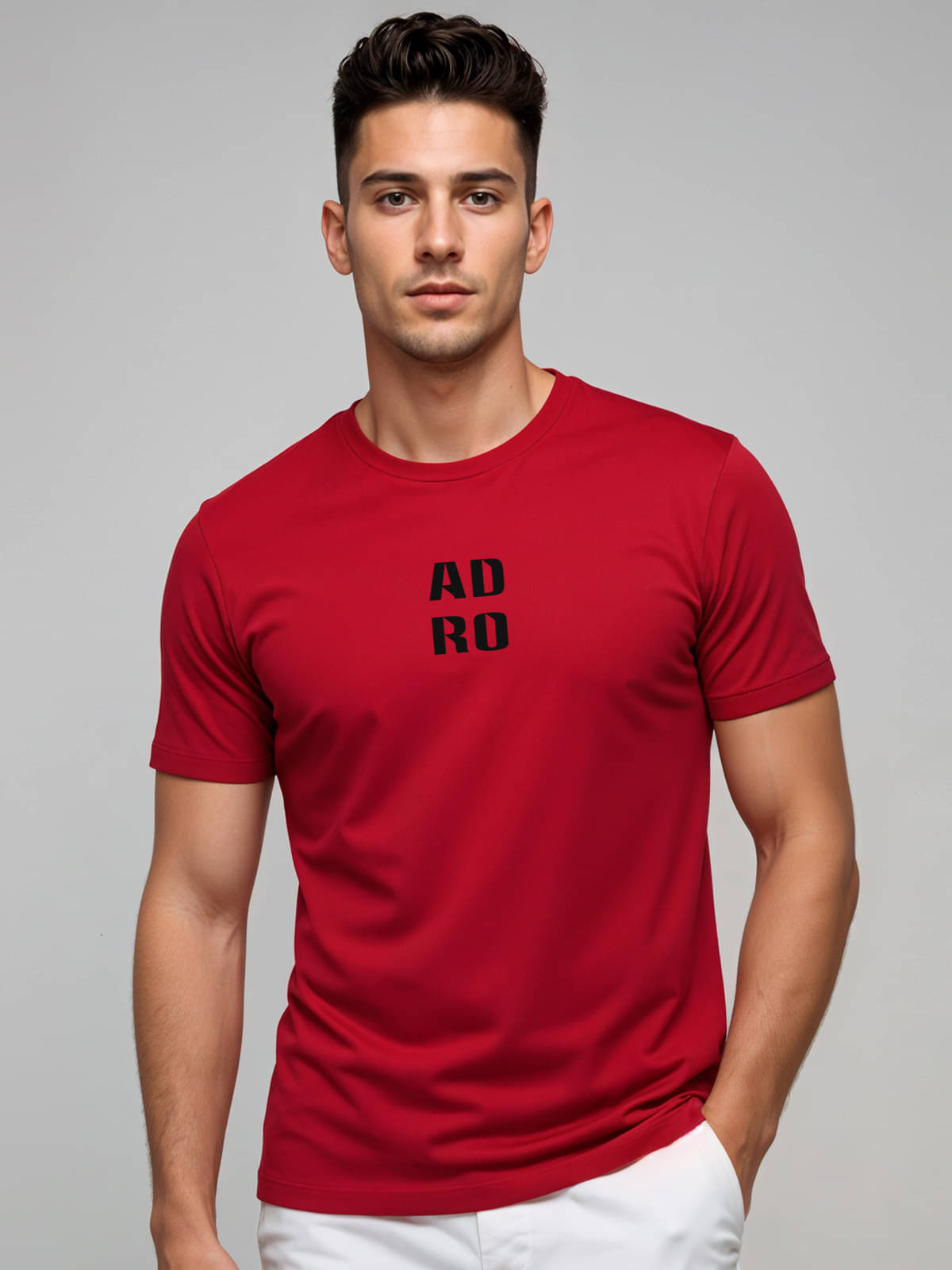Adro Men Cotton Blend Regular Fit Printed T-Shirt ( Red ) Adro Men Cotton Blend Regular Fit Printed T-Shirt ( Red )