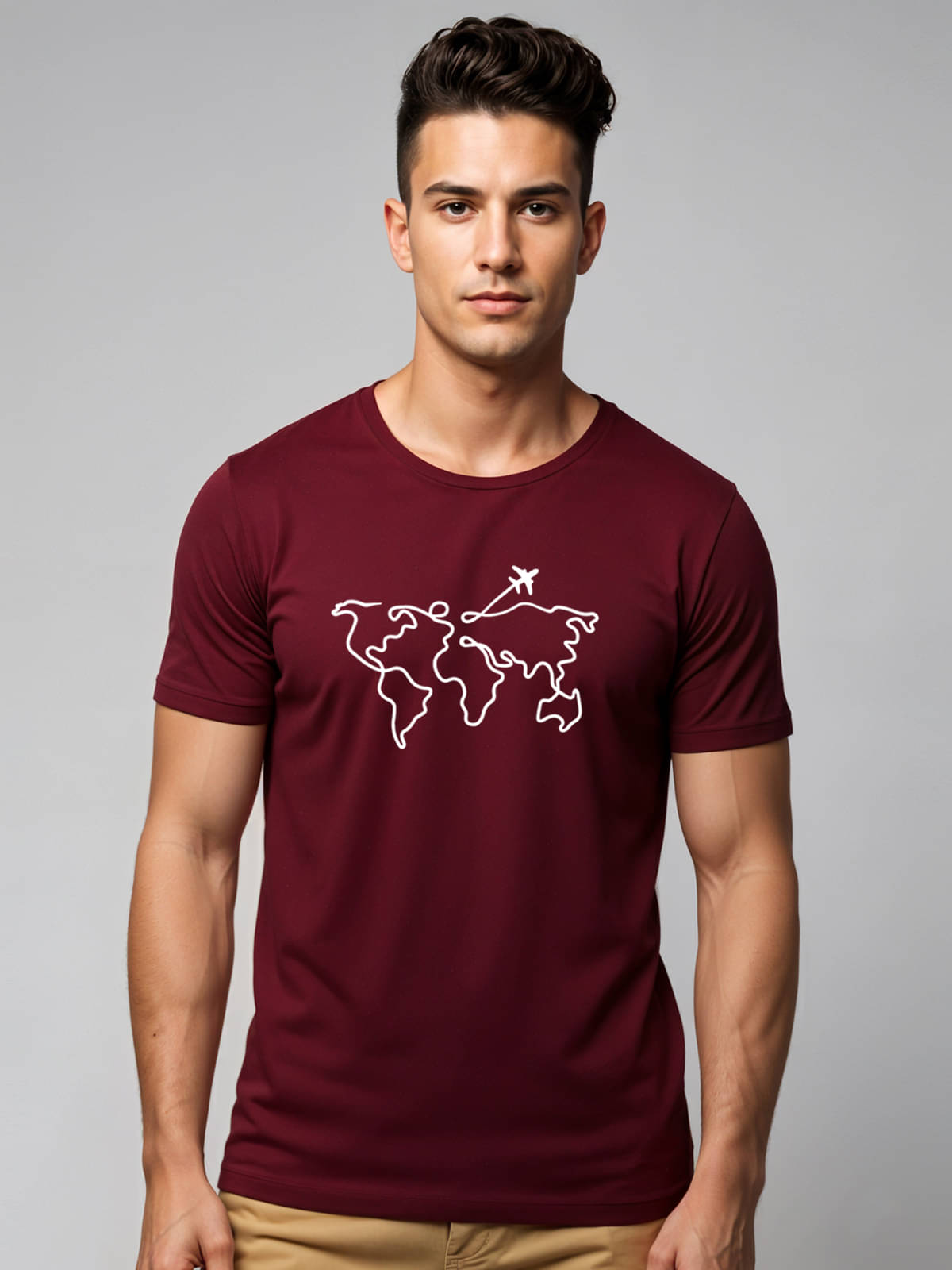 Adro Men Cotton Blend Regular Fit Printed T-Shirt ( Maroon ) Adro Men Cotton Blend Regular Fit Printed T-Shirt ( Maroon )