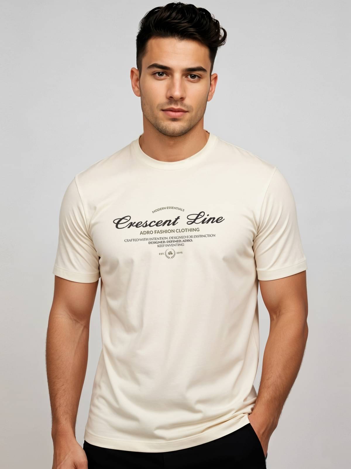     			Adro Men Cotton Blend Regular Fit Printed T-Shirt ( Off White )