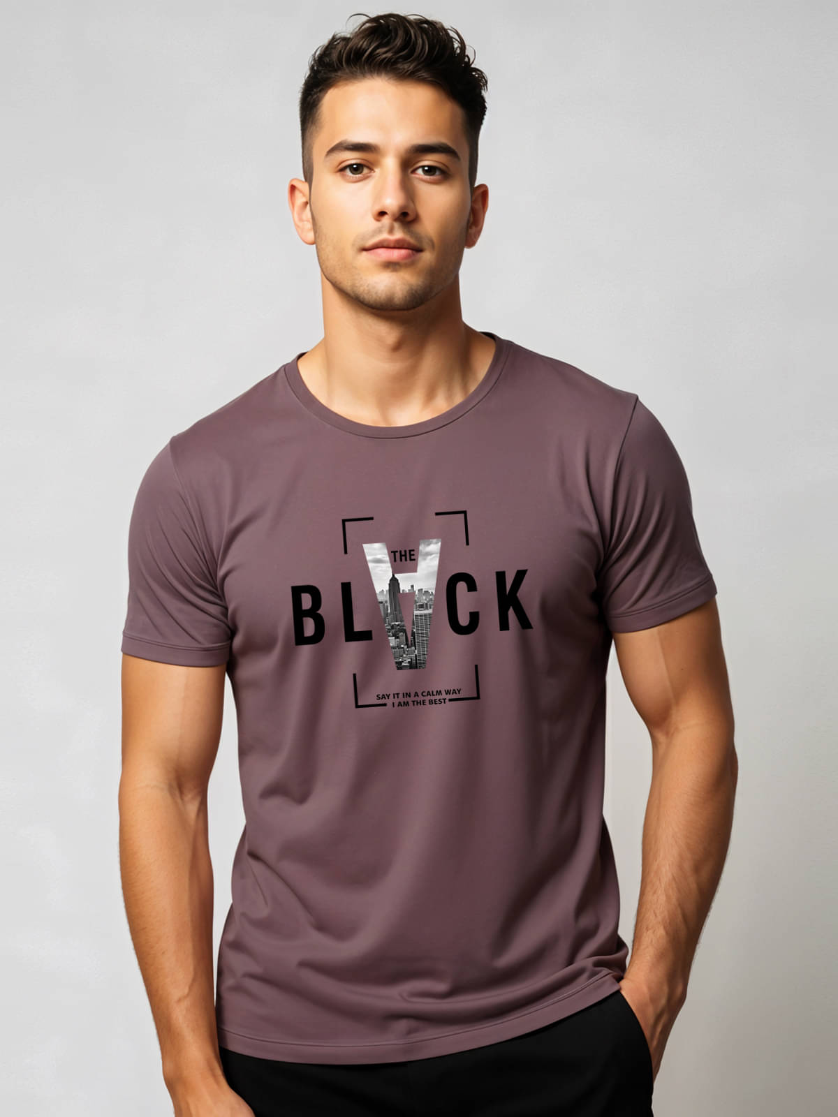     			Adro Men Cotton Blend Regular Fit Printed T-Shirt ( Purple )