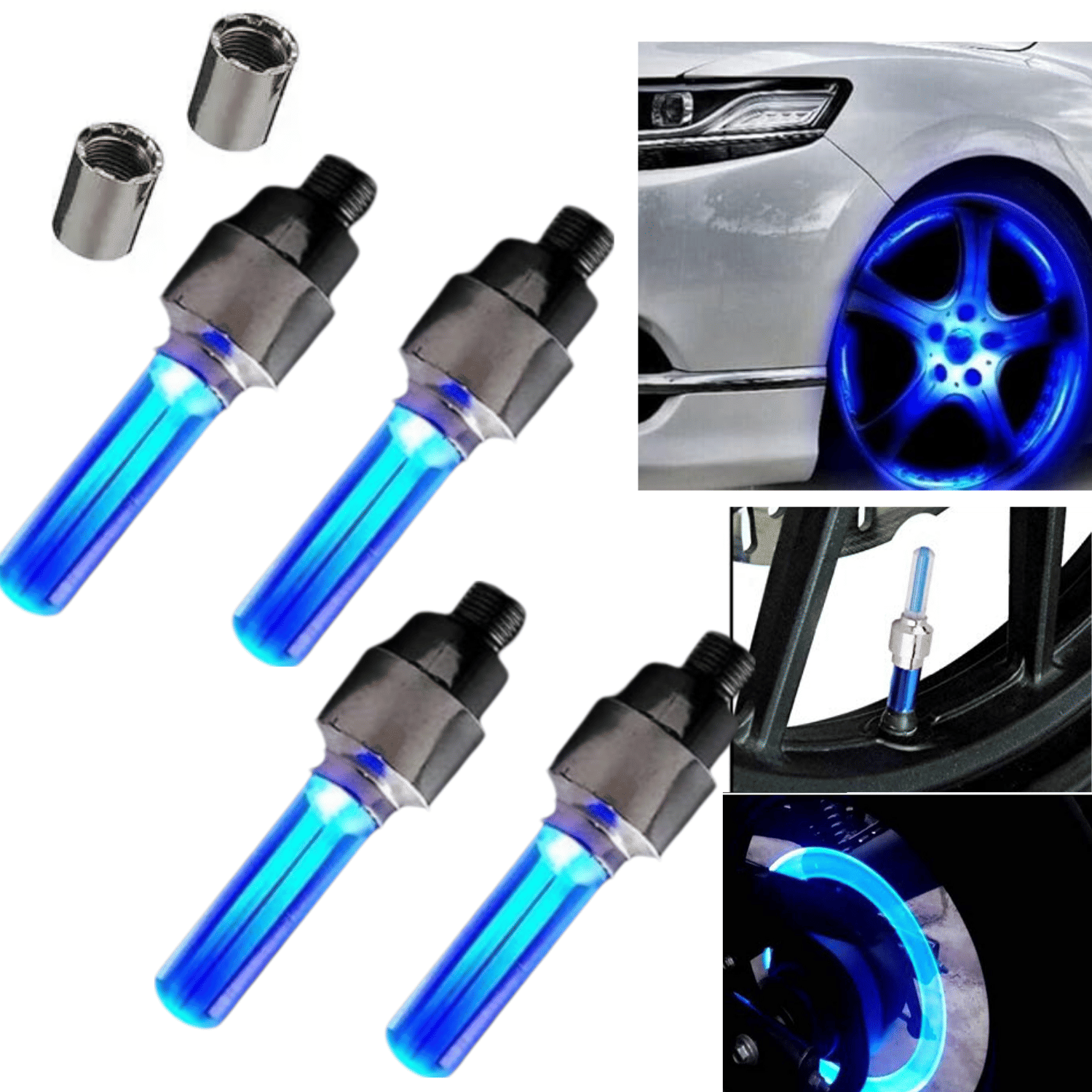 Aksmit Car/Bike/Bicycle Tyre Led Light Rim Valve Cap Flashing With Motion Sensor Blue Color (Set Of 4 Pcs) Aksmit Car/Bike/Bicycle Tyre Led Light Rim Valve Cap Flashing With Motion Sensor Blue Color (Set Of 4 Pcs)