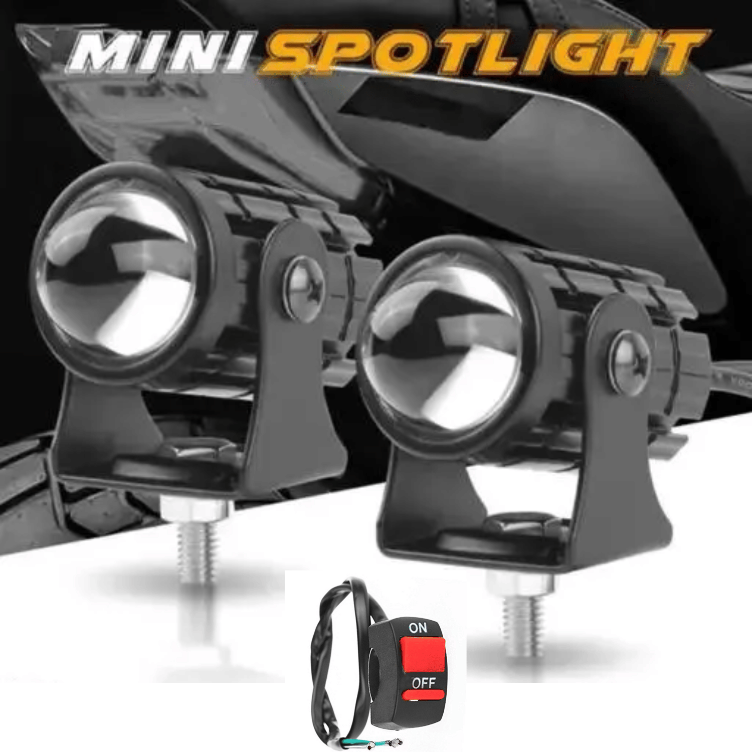     			Aksmit Mini Driving Flasher Fog Light Lamp Projector Lens LED Spotlight Dual Color Led Light System for Motorcycle, Bikes & Scooters with On-Off Switch (12V, 36W)