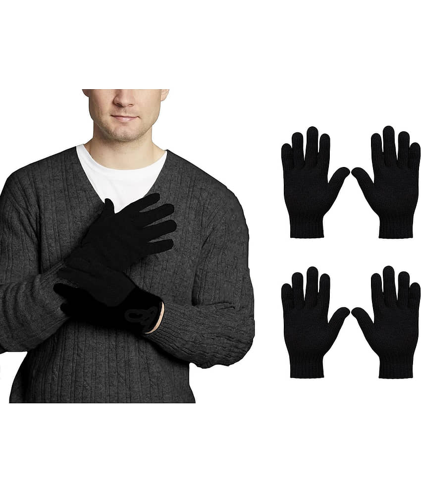 Babji Black Woollen Men's Woollen Gloves ( Pack of 4 ) - Jewellery Sets | Buy online on ZillyBuy