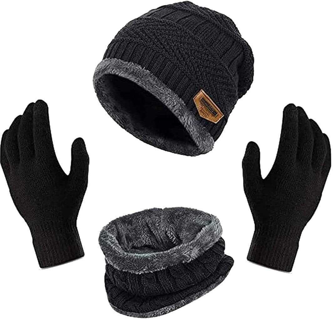     			Babji Black Woollen Women's Cap ( Pack of 2 )