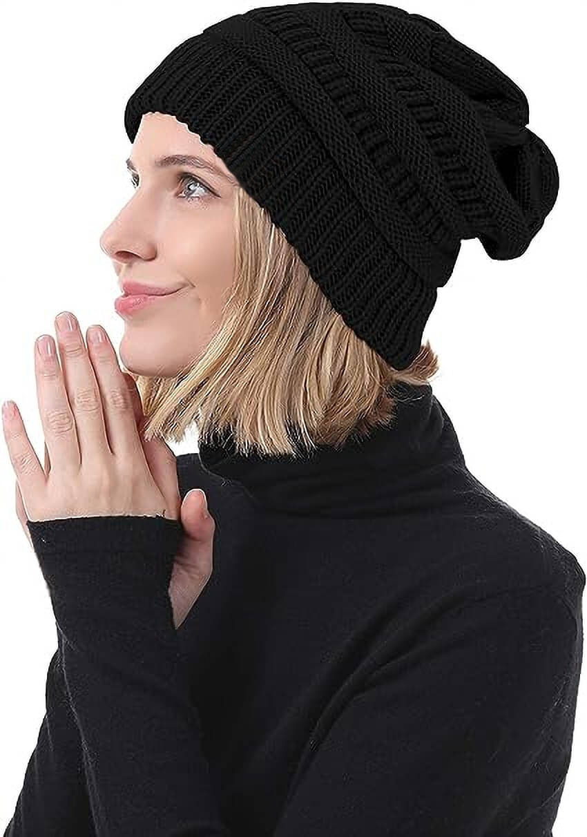     			Babji Black Woollen Women's Cap ( Pack of 2 )