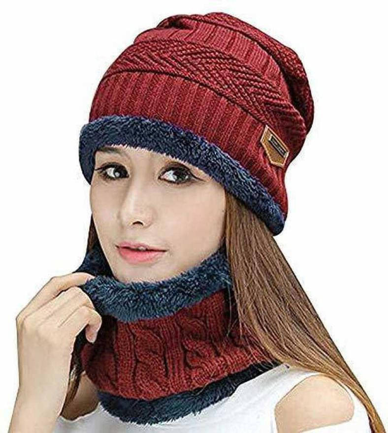     			Babji Maroon Woollen Women's Cap ( Pack of 1 )