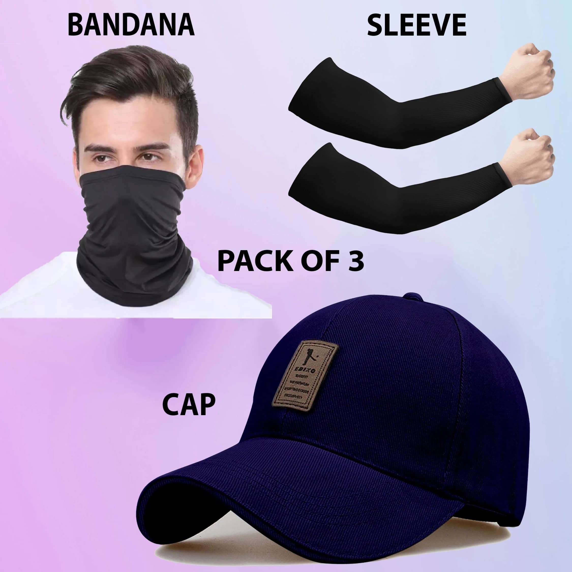 Babji Pack of 3 Cotton Men's Cap ( Blue )