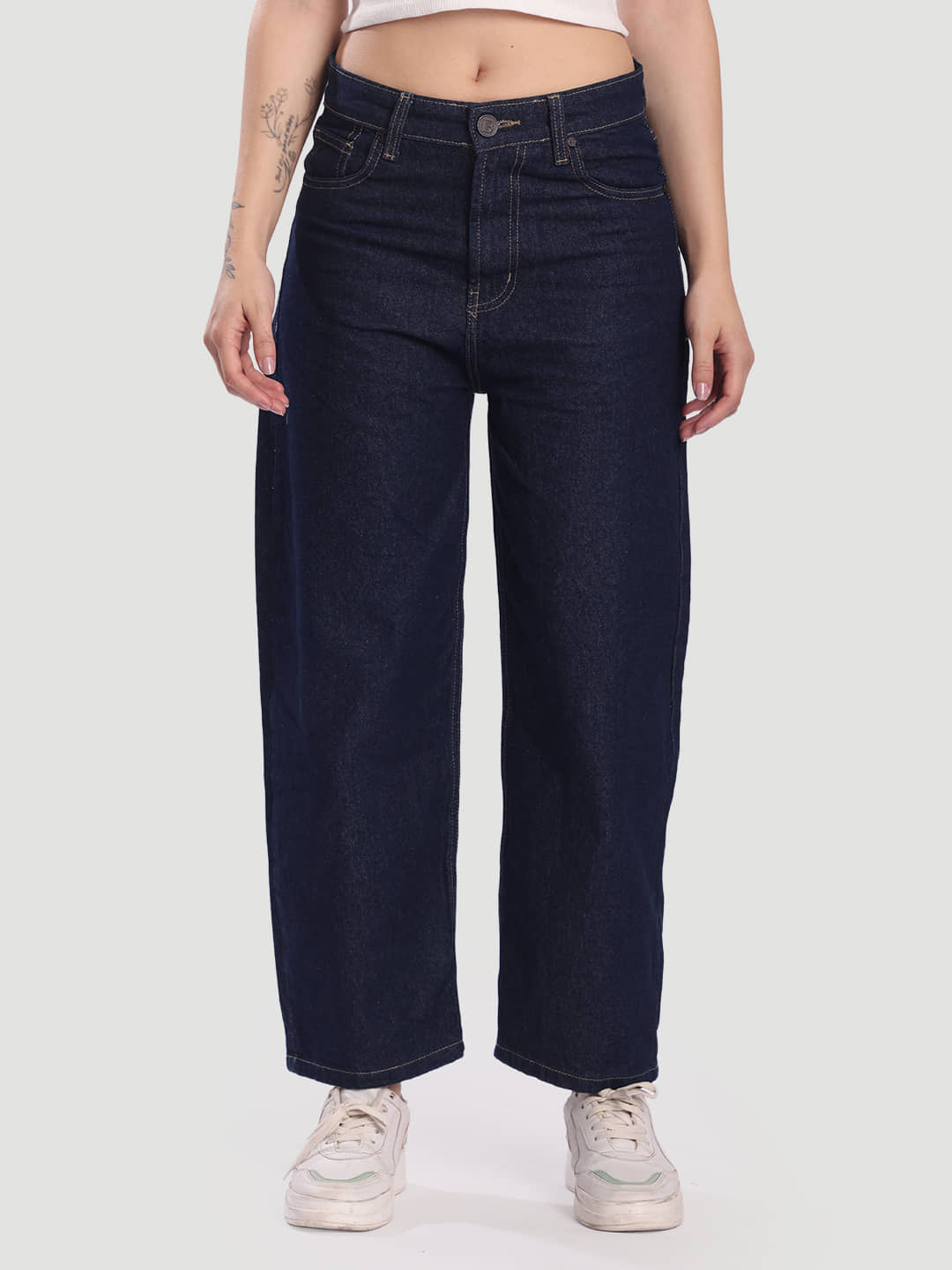 Bene Kleed Women's Baggy High-Rise Jeans ( Navy Blue ) - Jeans | Buy online on ZillyBuy